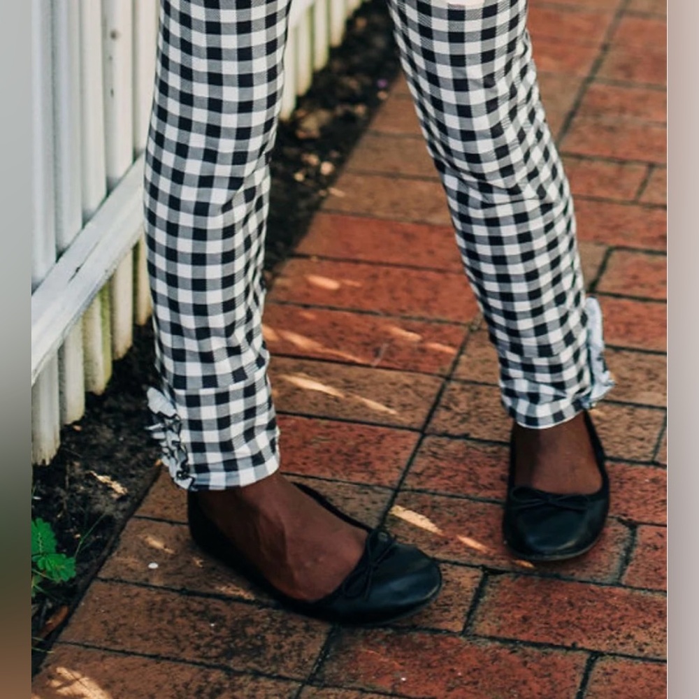 Sugar Bee Girls Black Gingham Ruffle Leggings